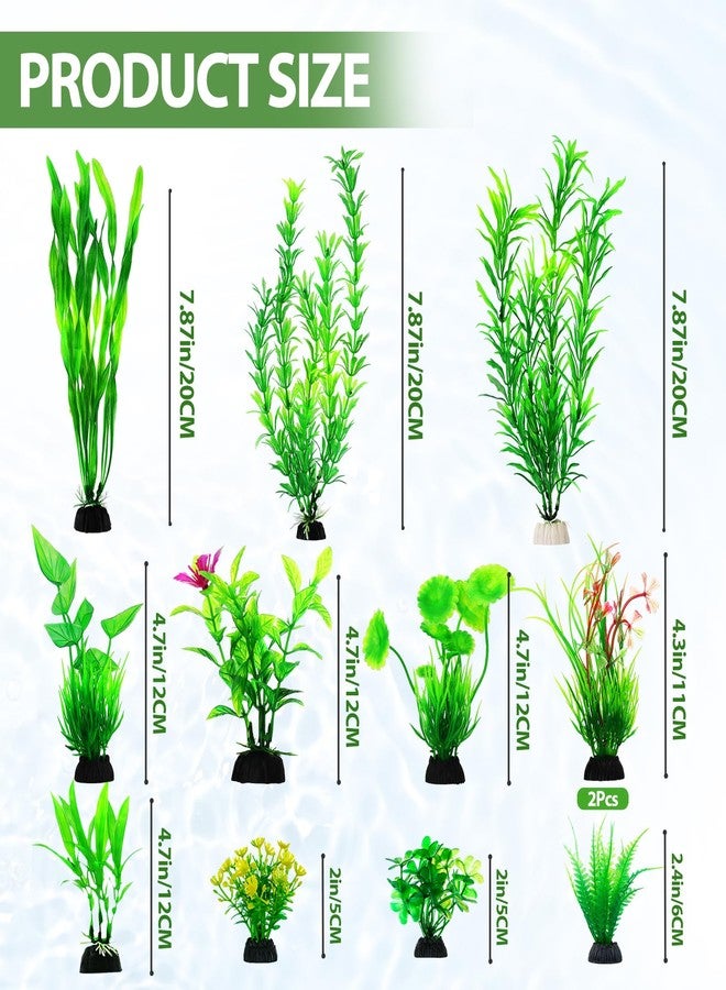CousDUoBe 12pcs Fish Tank Accessories Aquarium Decorations Green Plants, Green Fish Tanks Decoration Plants, Fish Tank Decor, Aquarium Decor Plastic Plants - Image 2